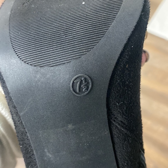 BLACK SUEDE OVER THE KNEE PEEP TOE BOOTS WITH CHUNKY HEEL SZ 7.5 - Picture 11 of 12